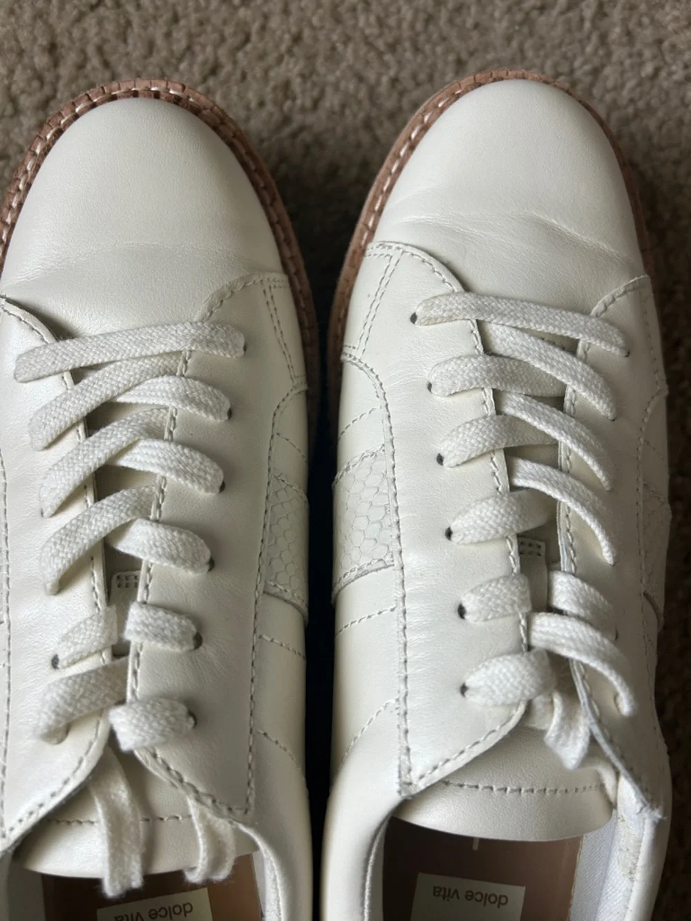 Dolce Vita White Leather Tiger Platform Sneakers in Cream - Picture 9 of 10